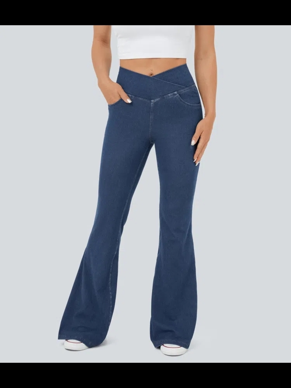 Halara Flex High Waisted Crossover Pocket Washed Casual Jeans Sz 14